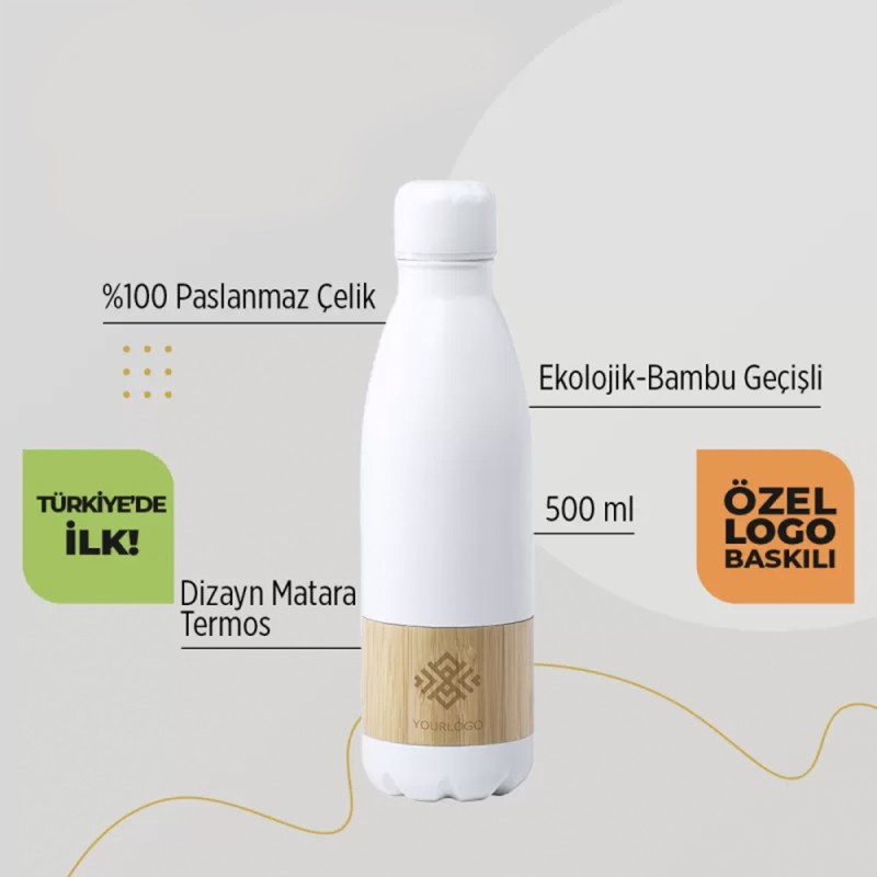 EccoTech Dizayn 500 Ml %100 Paslanmaz Çelik Matara/Termos